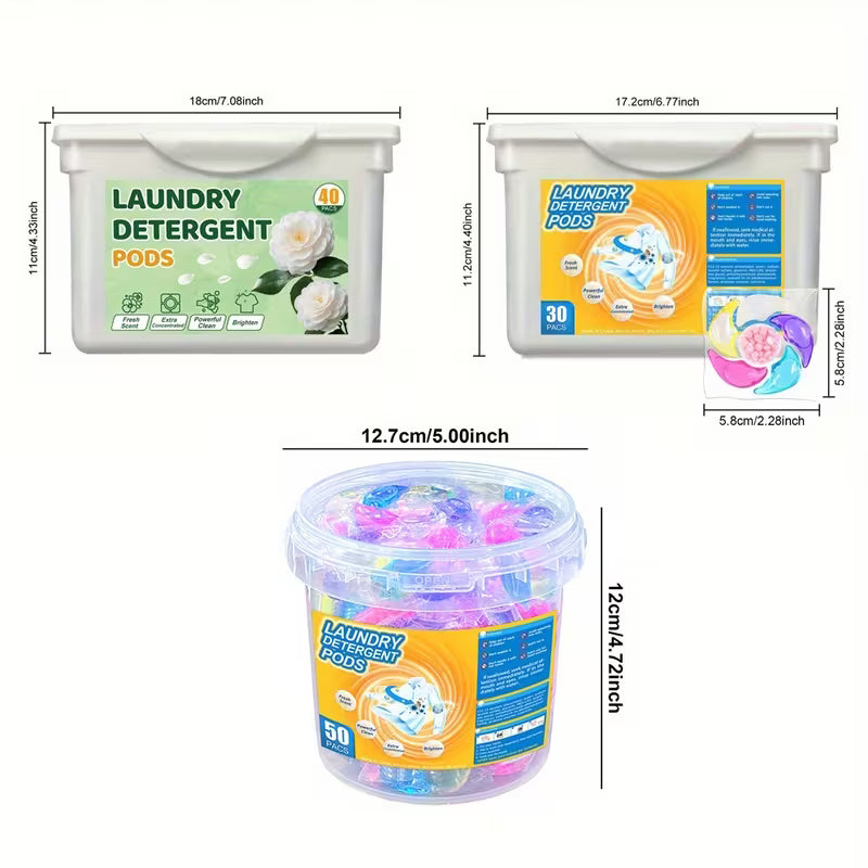 30/40/50 Laundry Detergent Pods Multi-Purpose Cleaner Fresh Natural Scent
