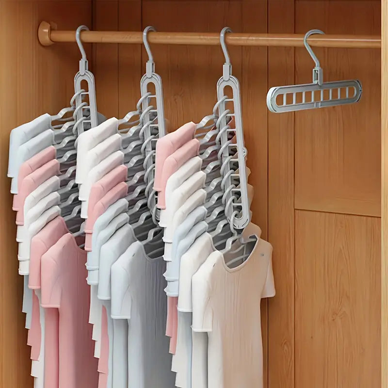 Foldable Plastic Hangers with 9 Holes 10 Pcs