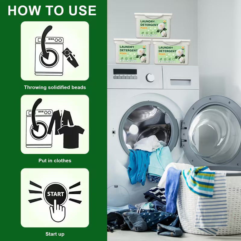 30/40/50 Laundry Detergent Pods Multi-Purpose Cleaner Fresh Natural Scent