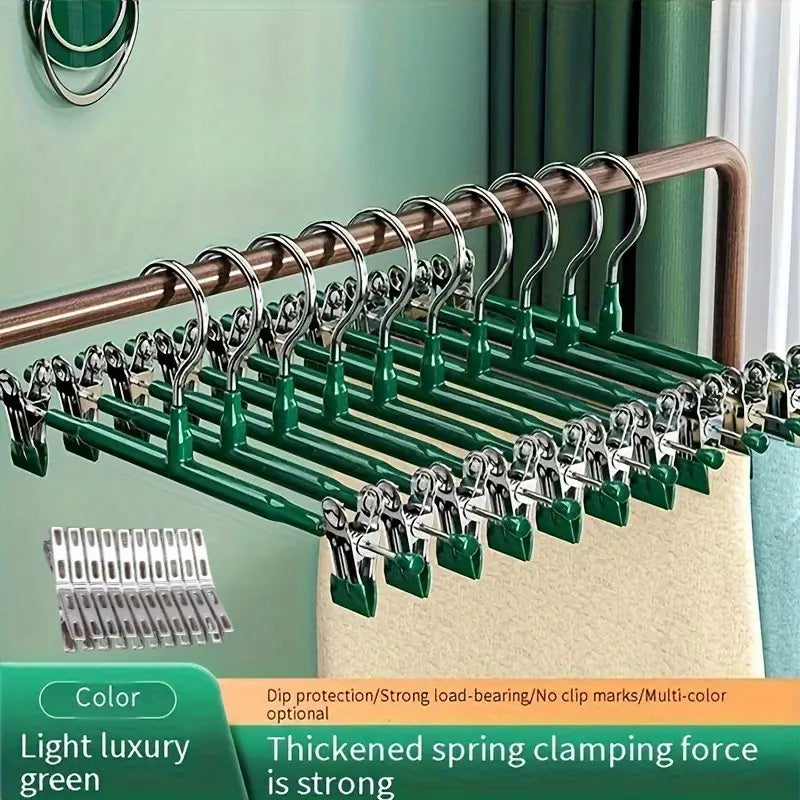 30 pcs Heavy-Duty Powder-Coated Plastic & Stainless Steel Pants Hanger Set