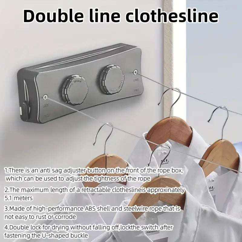 Retractable Double-Line Clothes Drying Rack 5.1 meter