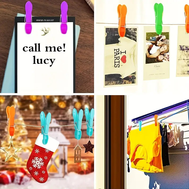 60-Pack Heavy-Duty Four-Color Clothespins with Storage Basket