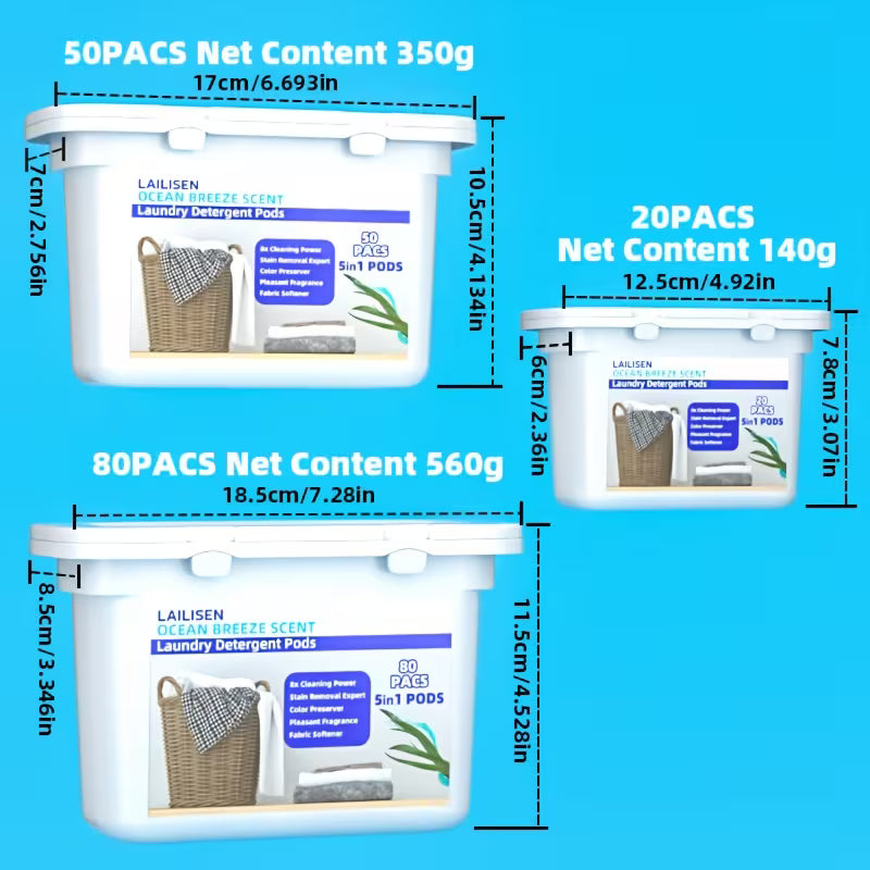 20/50/80 Laundry Detergent Capsules Fragrance Beads