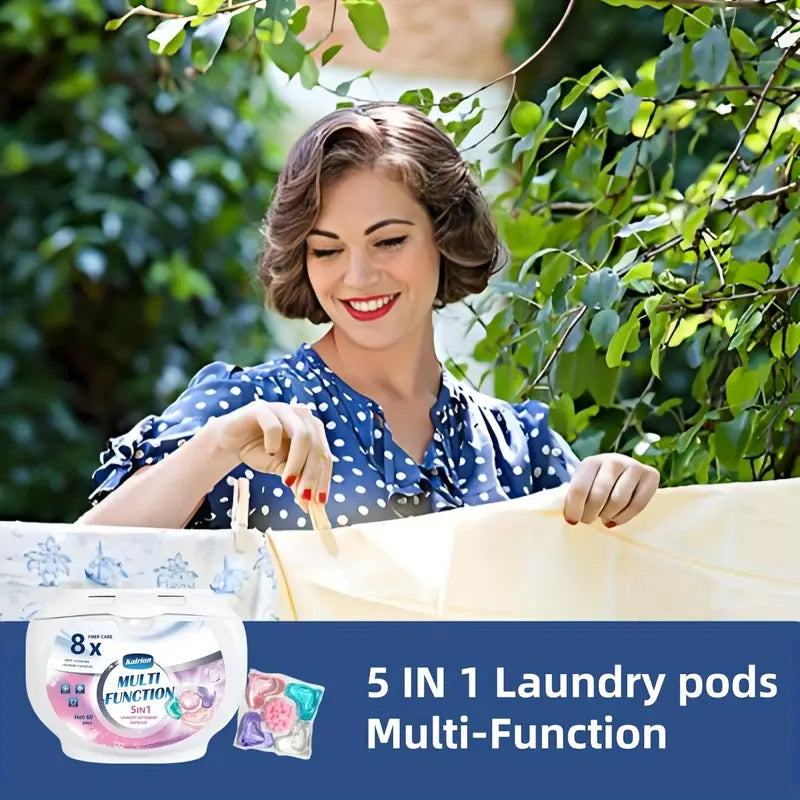 60 Pieces Laundry Multi-Function 5-in-1 Detergent