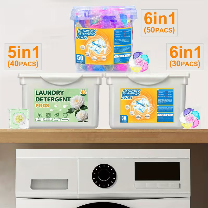 30/40/50 Laundry Detergent Pods Multi-Purpose Cleaner Fresh Natural Scent