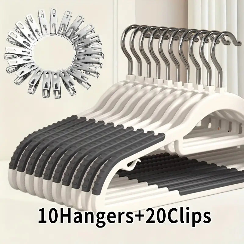 30 pcs Set of Anti Slip Hangers with Stainless Steel Clips
