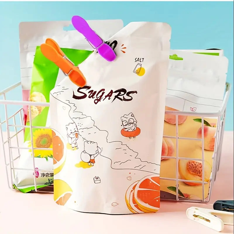 60-Pack Heavy-Duty Four-Color Clothespins with Storage Basket