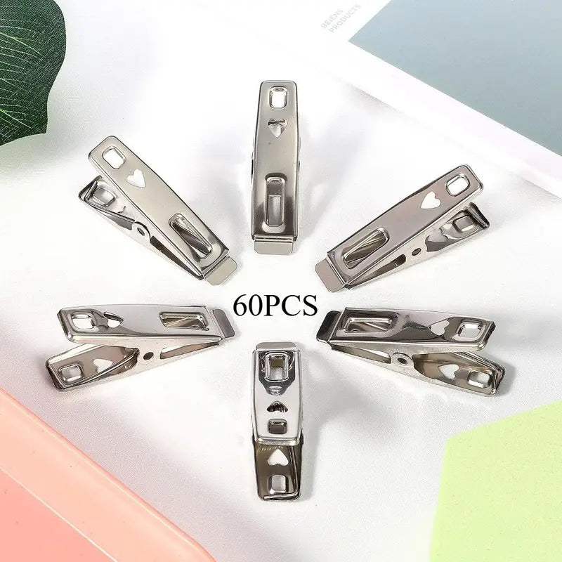 60 pcs Heavy-Duty Stainless Steel Clothes Pegs