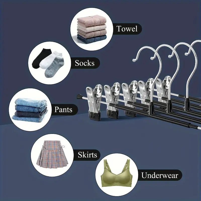 30 pcs Heavy-Duty Powder-Coated Plastic & Stainless Steel Pants Hanger Set