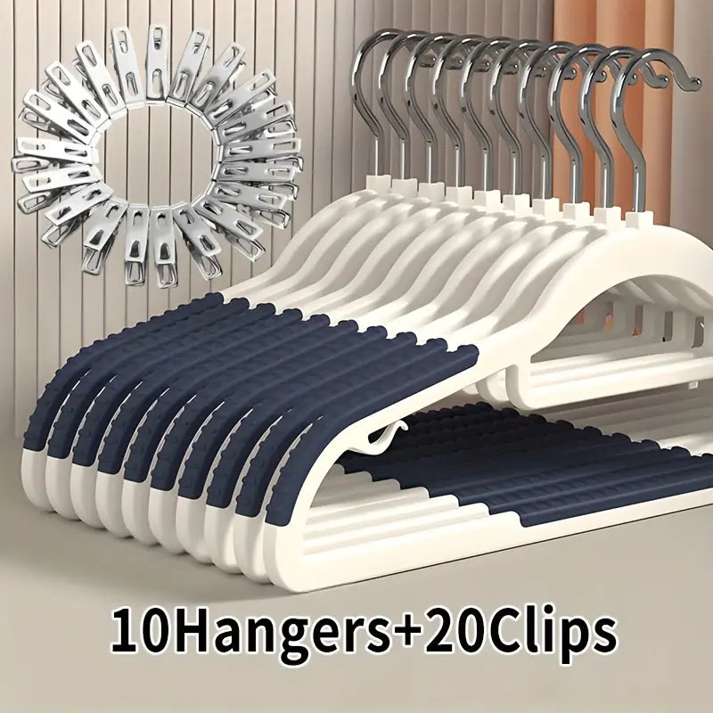 30 pcs Set of Anti Slip Hangers with Stainless Steel Clips